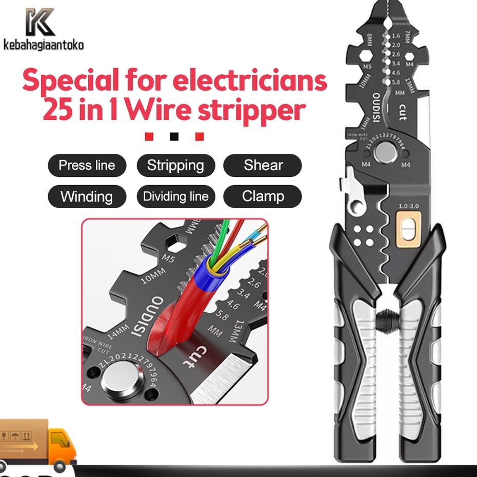 Jual EtS 25in1 Stripping Crimping Tang Wire Stripper Multi Fungsional ...