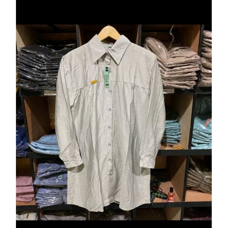 Jual ZULFA Tunik Polo Linen LD 110cm dan LD 125cm Variasi Kancing ...