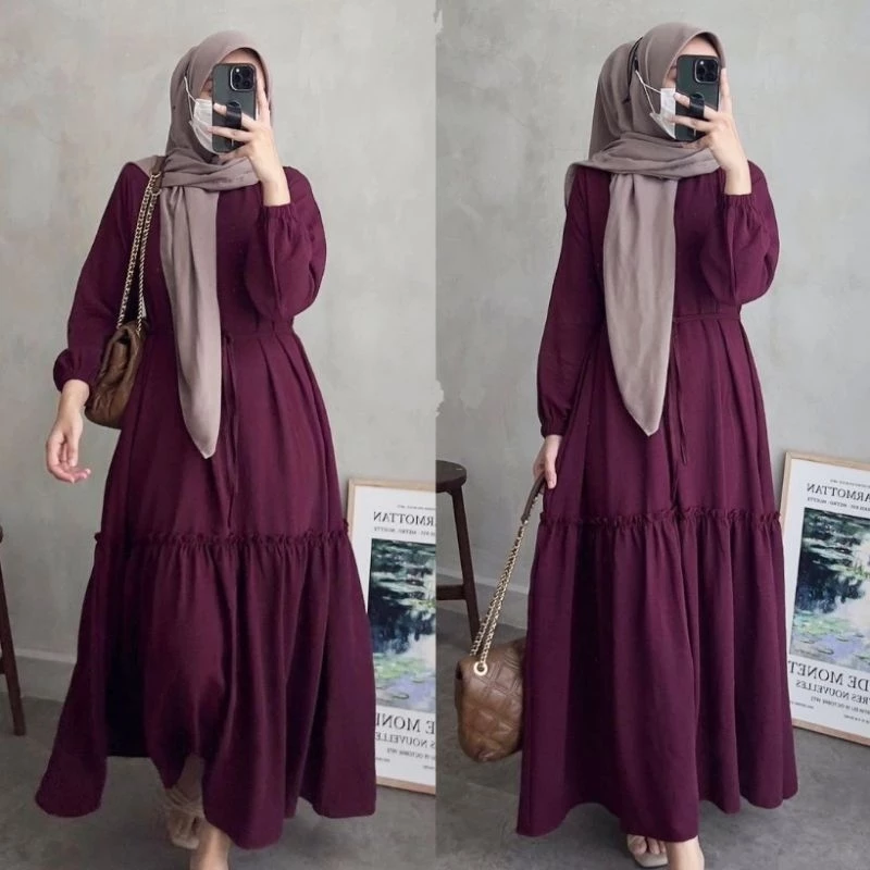 Rosaline Dress Premium | Gamis Crinkle Airflow