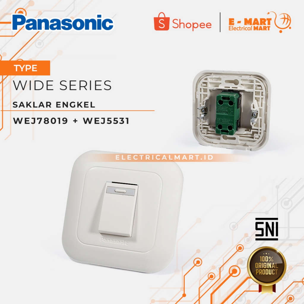 Jual Panasonic Saklar Tunggal Kecil Satu Arah Wide Series WEJ 78019 W ...