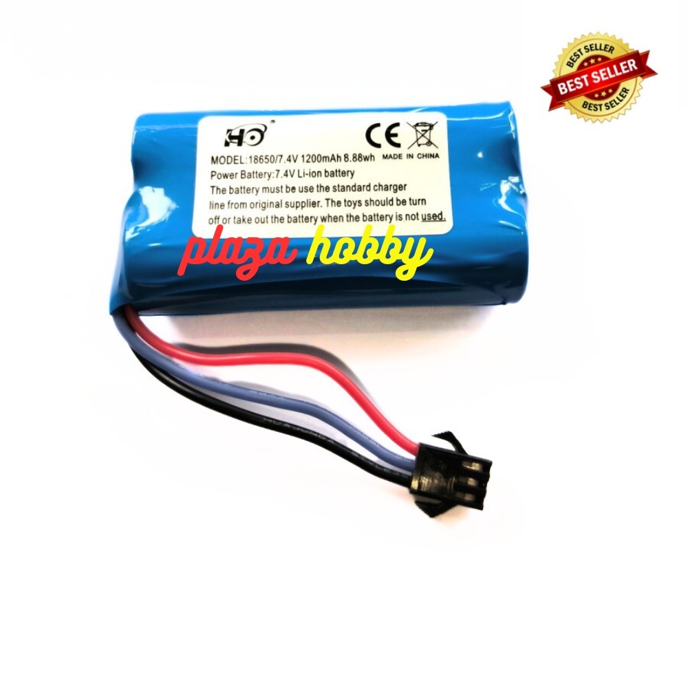 Lot De 2 Batteries Li-ion 7,4 V 1200 MAh SM-3P + Chargeur USB – Compatible Huina 1575, MN99s, SGP06 Et Autres RC