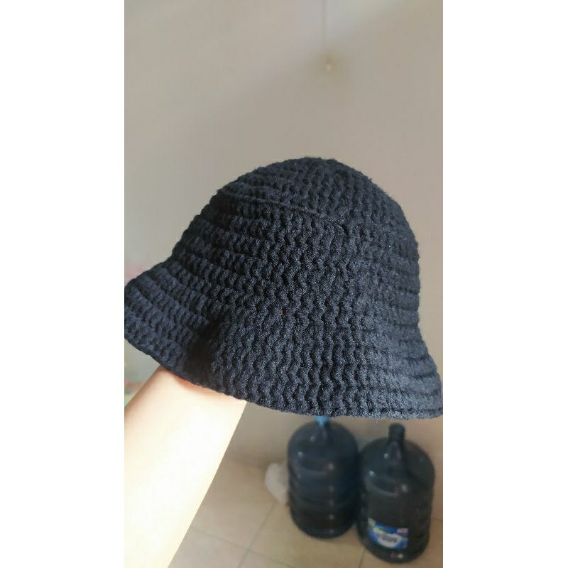 Jual BUCKET HAT RAJUT/ TOPI RAJUT POLOS TEBAL | Shopee Indonesia