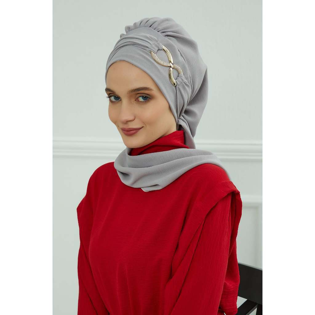 Jual Instant Shawl With Gorgeous Accessory Tudung For Women Muslim