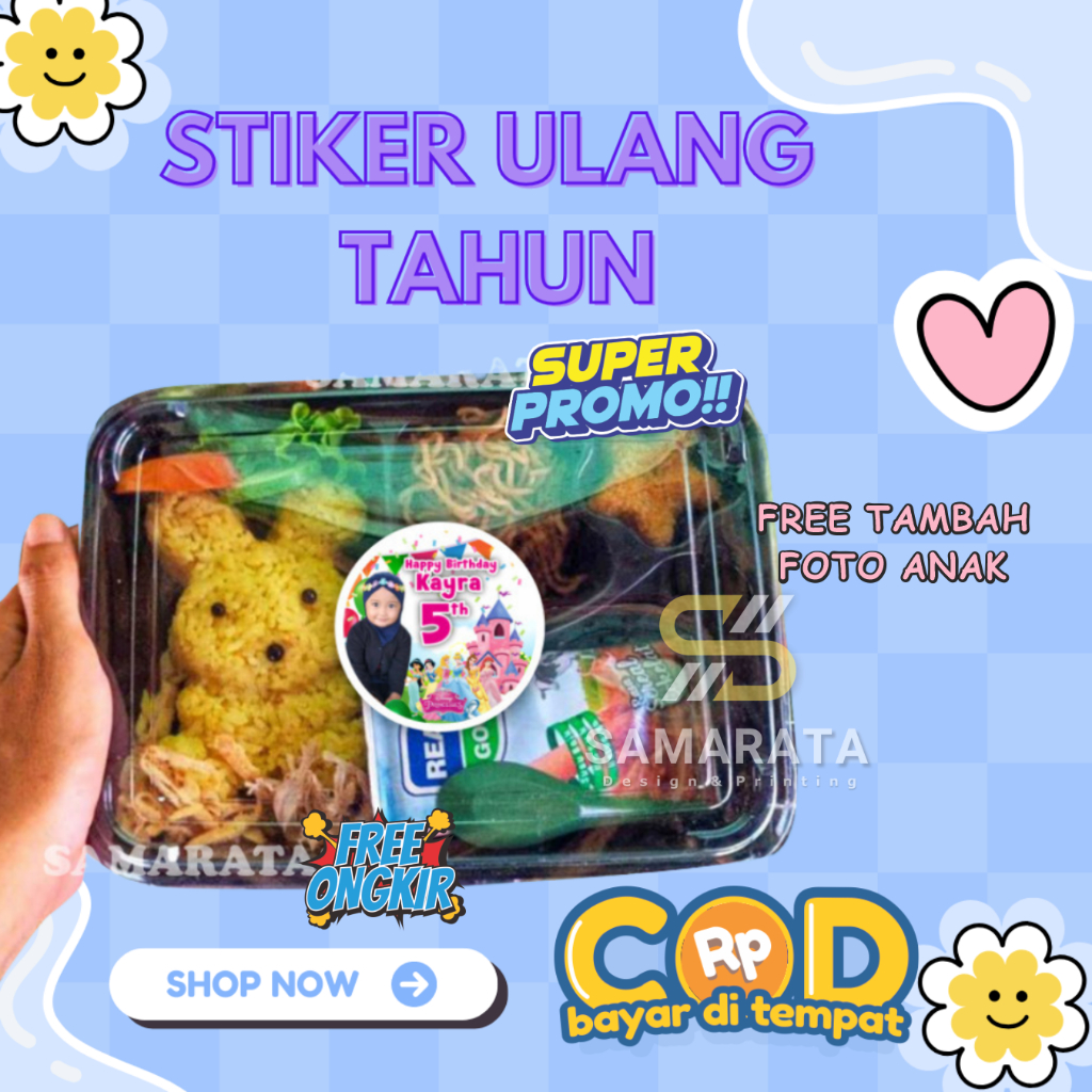 Jual Stiker Ulang Tahun Anak Stiker Bento Ulang Tahun Anak Custom Foto ...