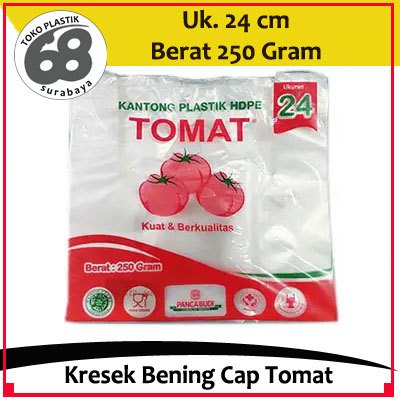 Kantong Kresek Cap Tomat Ukuran 24 Berat 250 Gram