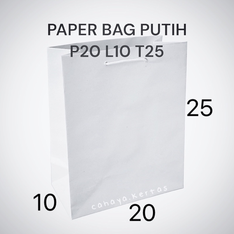 Jual Paper Bag Putih X Paper Bag Putih Polos Ukuran P L T