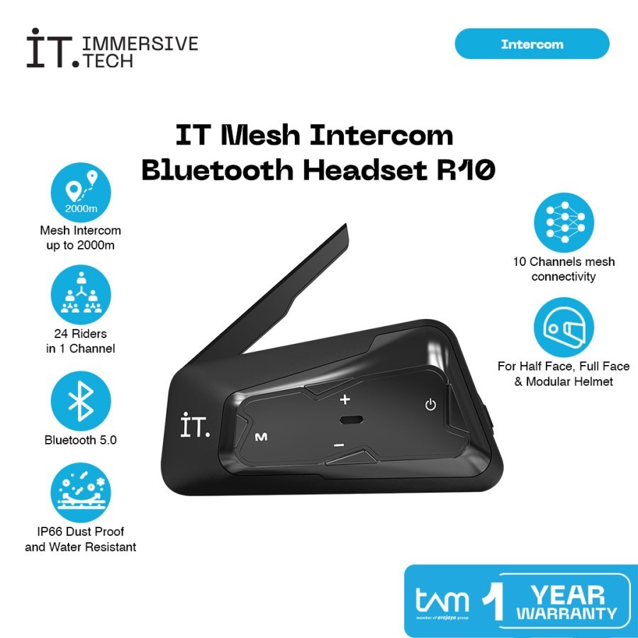Jual IT R10 Mesh Intercom Bluetooth Headset R10 Garansi Resmi TAM ...