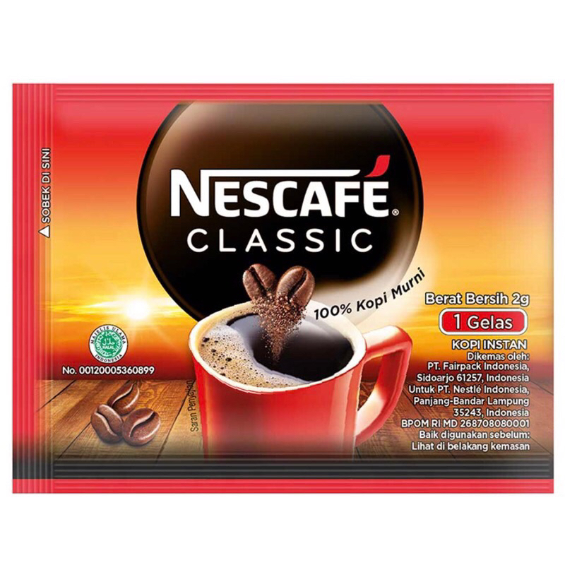 Jual Nescafe Classic Sachet 2gr x 10 pcs Kopi Tanpa Ampas Shopee