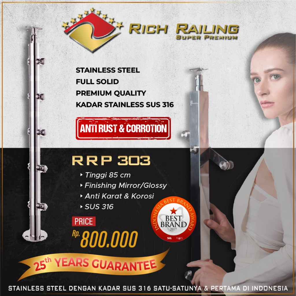 Jual [PREMIUM RAILING SUS 316] [Rich Railing] Railing tangga stainless ...