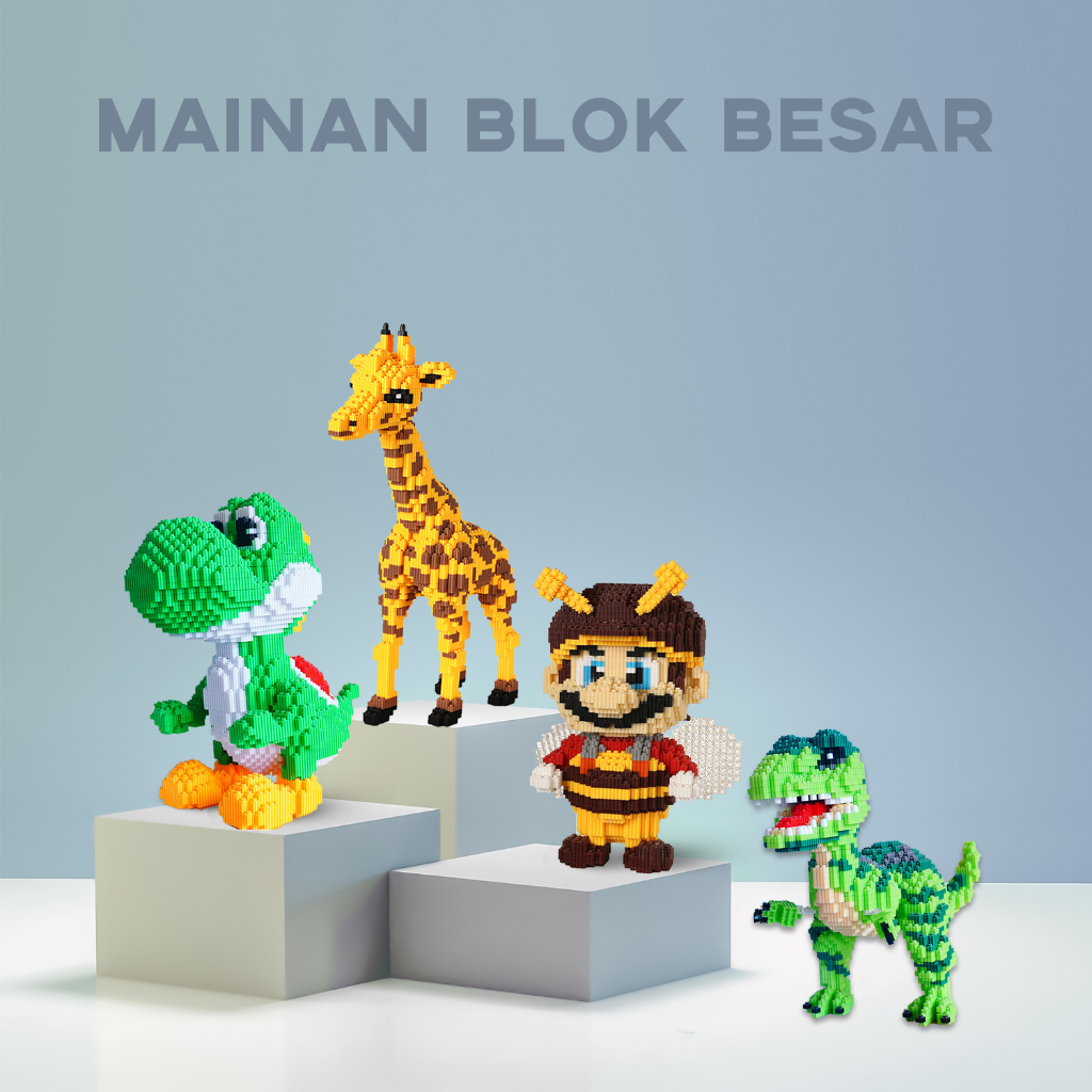 Jual Mainan blok bangunan plastik besar berbentuk dinosaurus, karakter ...