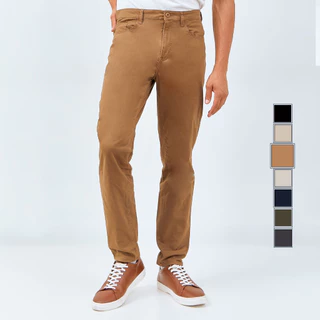 M231 Celana Panjang Pria Chino Pants Slim Fit Stretch Dark Brown 0065D