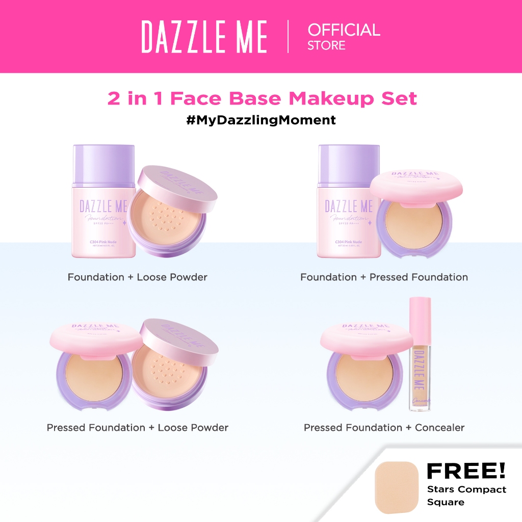 Jual DAZZLE ME DAZZL1NG Hot Select 2 in 1 Face Base Makeup Set Face Make up Collection Natural