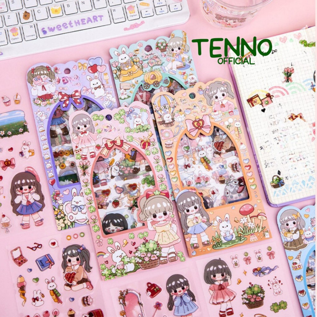 Jual TENNO Sticker Set isi 4 Lembar DIY Cute Girl Stiker Jurnal Journal ...