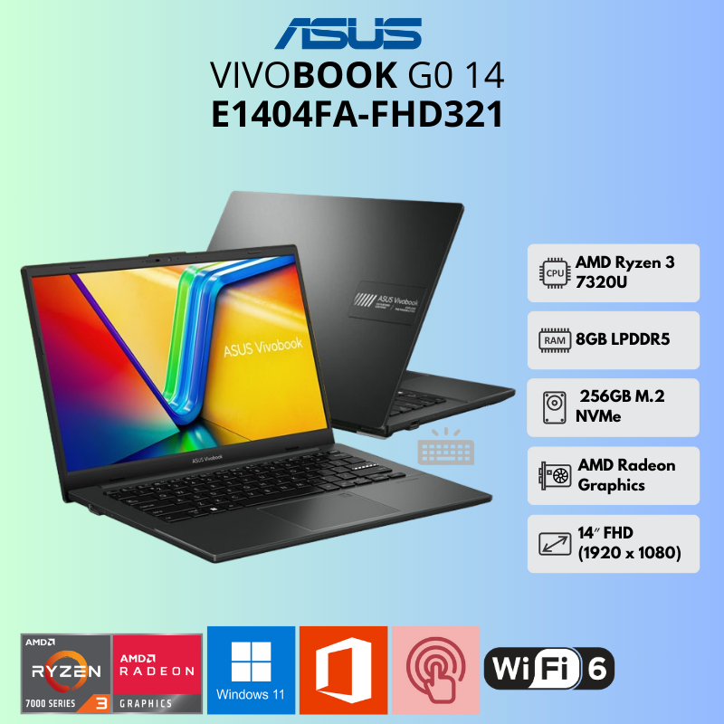 Jual Laptop Resmi Asus Vivobook Go 14 E1404fa Fhd321 Amd Ryzen 3 7320u