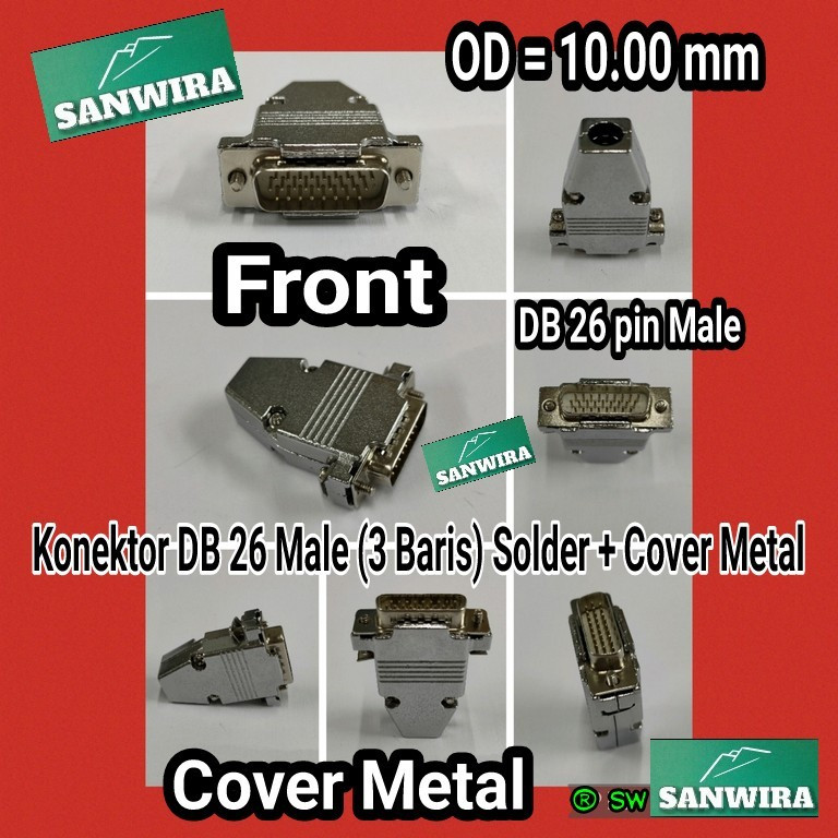 Jual Konektor DB 26 MALE cover metal / Konektor DB26 Male 3 baris cover ...