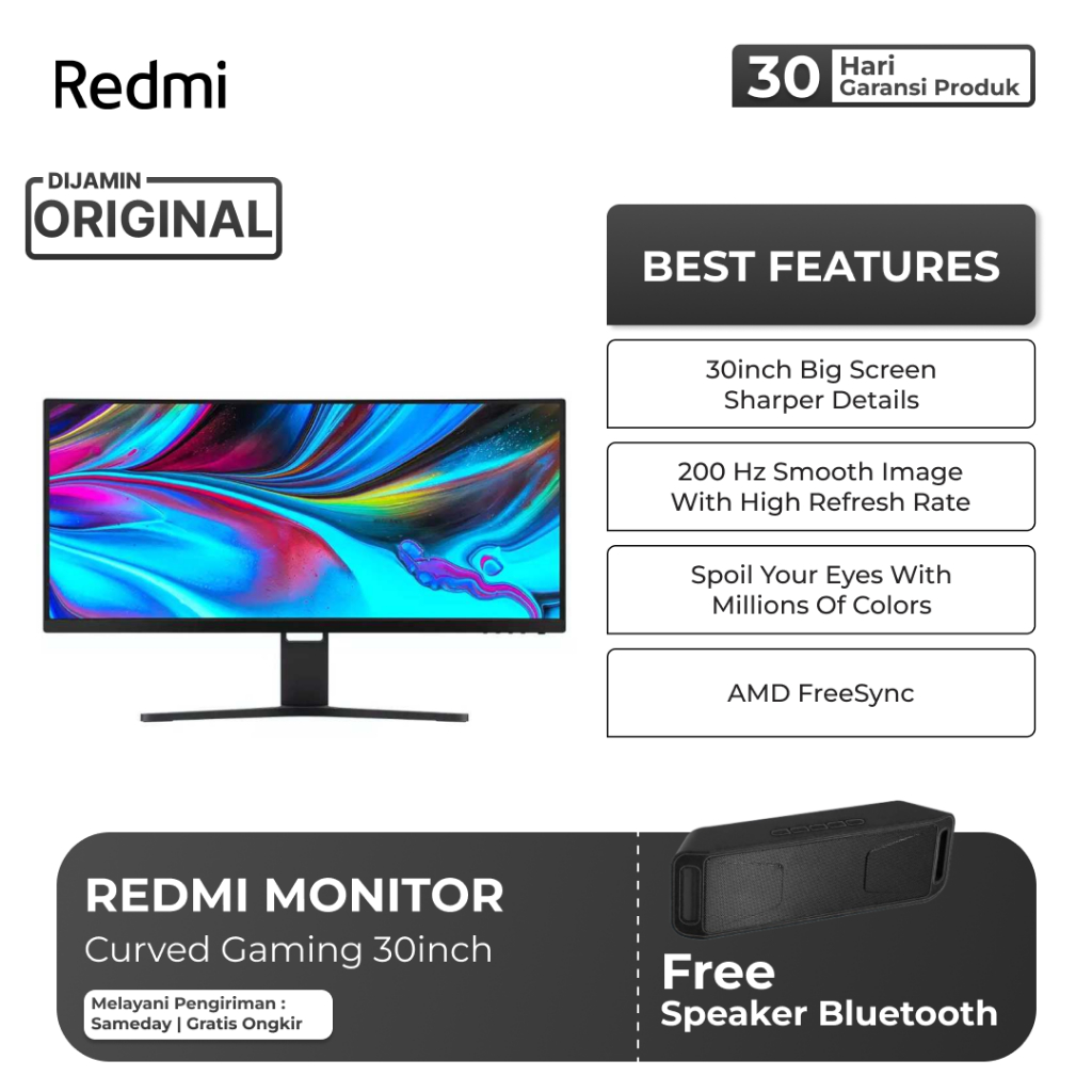 Jual Redmi Curved Gaming Monitor 30 Inch Ultra Wide 200Hz FreeSync WFHD ...