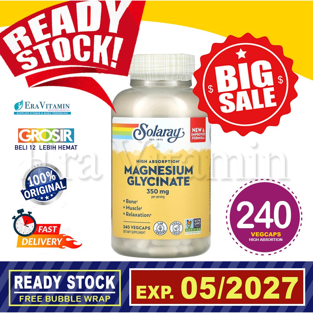 Jual Solaray Magnesium Glycinate 350mg 120 240 Vegcaps Shopee Indonesia