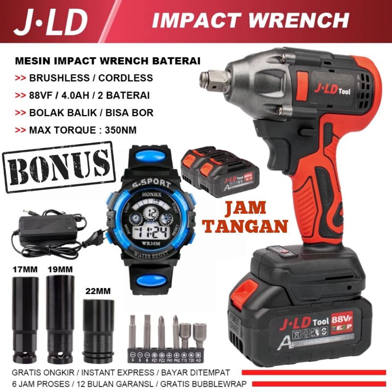 Jual JLD Bor Buka Baut Cordless Impact Wrench JLD Brushless Type Jv88 2 ...