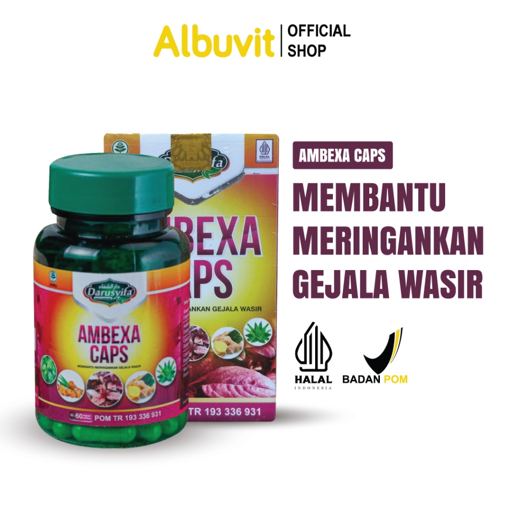 Kapsul Ekstrak Daun Ungu Plus Herbal AMBEXA CAPS Alami Mengatasi Wasir Ambeien Ambeyen