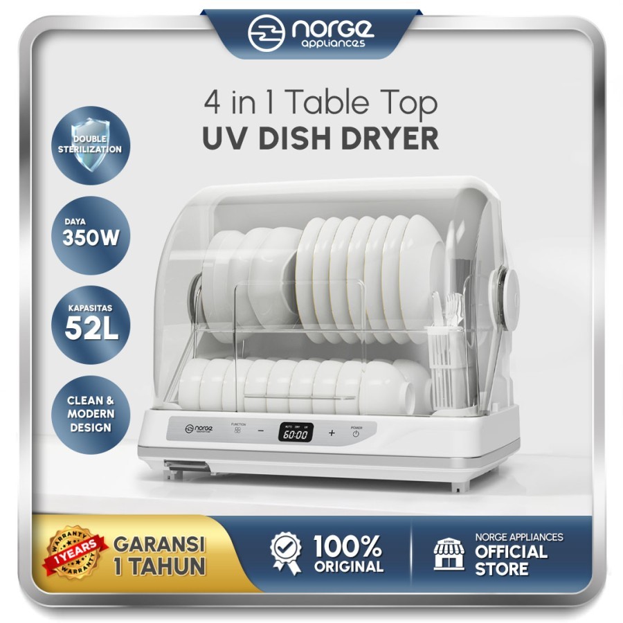Jual 4 in 1 Tabletop UV Dish Dryer 52L 350W WHITE Sterilizer