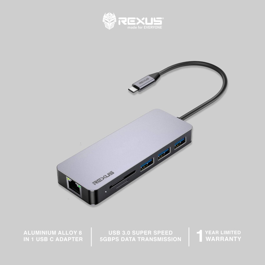 Jual Rexus RXT-801 USB HUB 8in1 Converter For PC / Laptop / Tablet ...