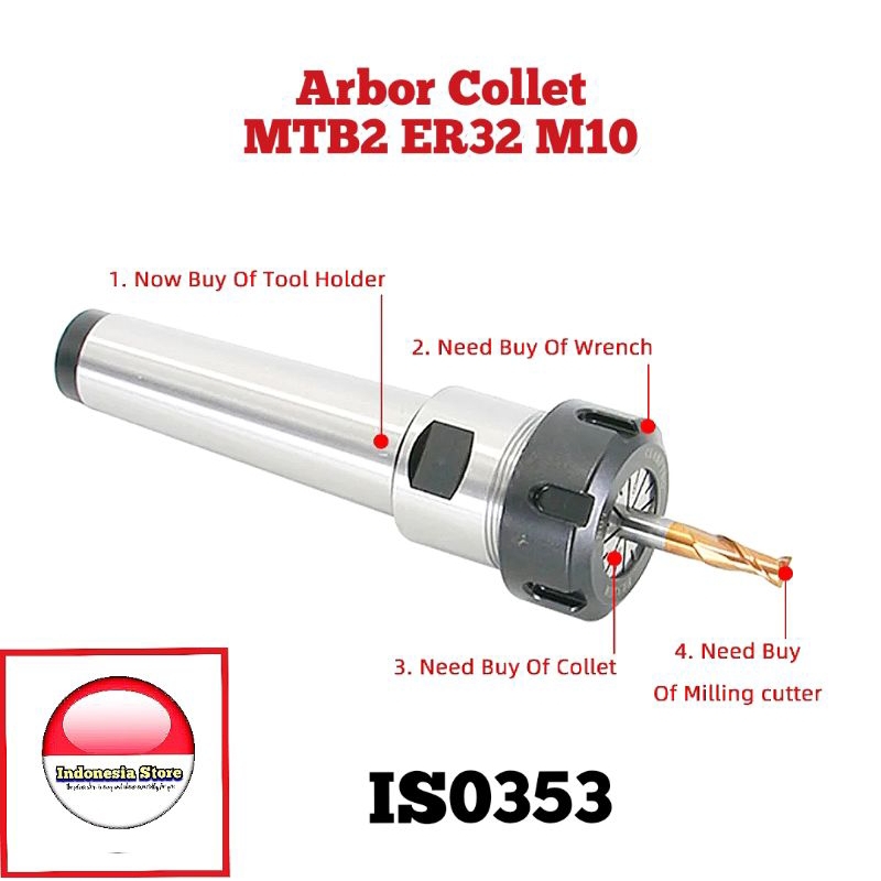 Jual Arbor collet MTB2 ER32 drat atas M10 arbor milling arbor bor frais ...