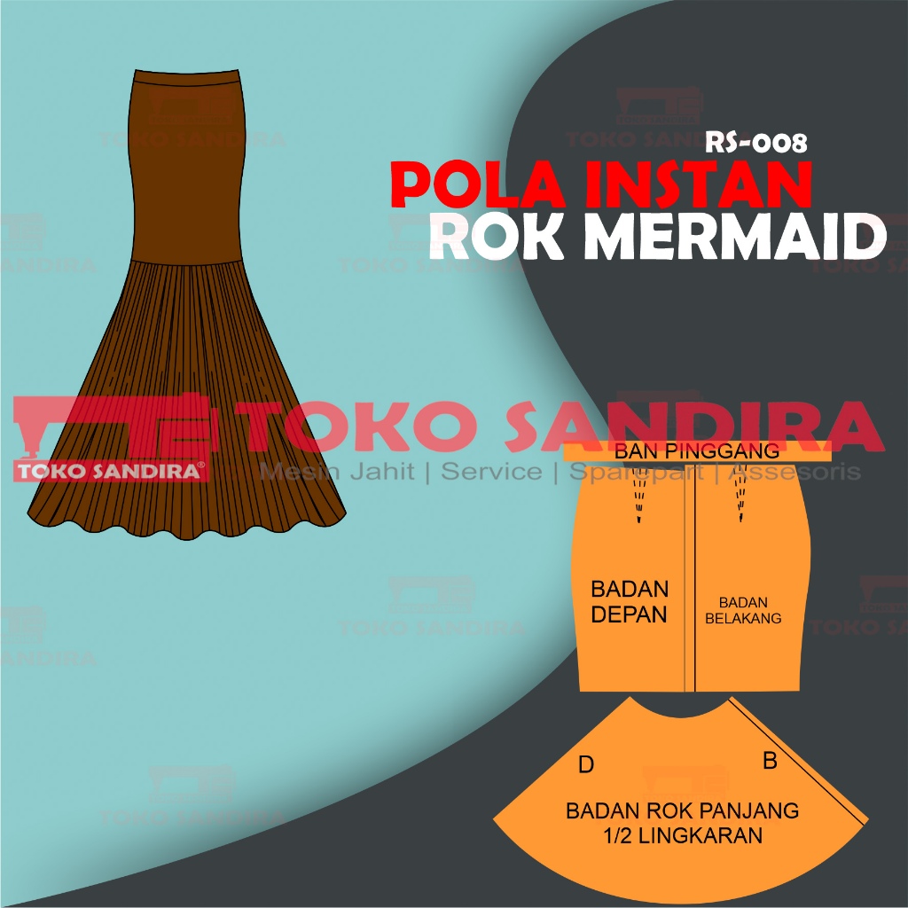 Jual pola instan rok/pola instan rok duyung/pola rok mermaid/pola ...
