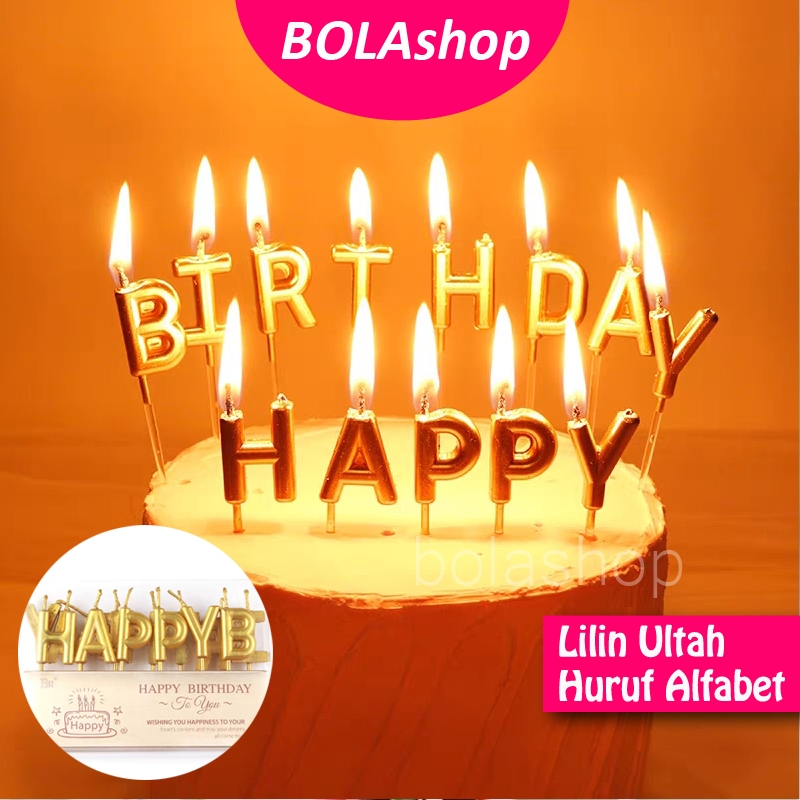 Jual Lilin Huruf Happy Birthday Metalik Dekorasi Ulang Tahun | Shopee