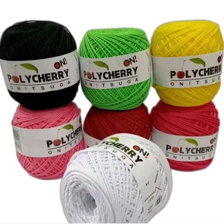 Onitsuga Benang Rajut Polyester Polycherry untuk tas dan dekor kuat