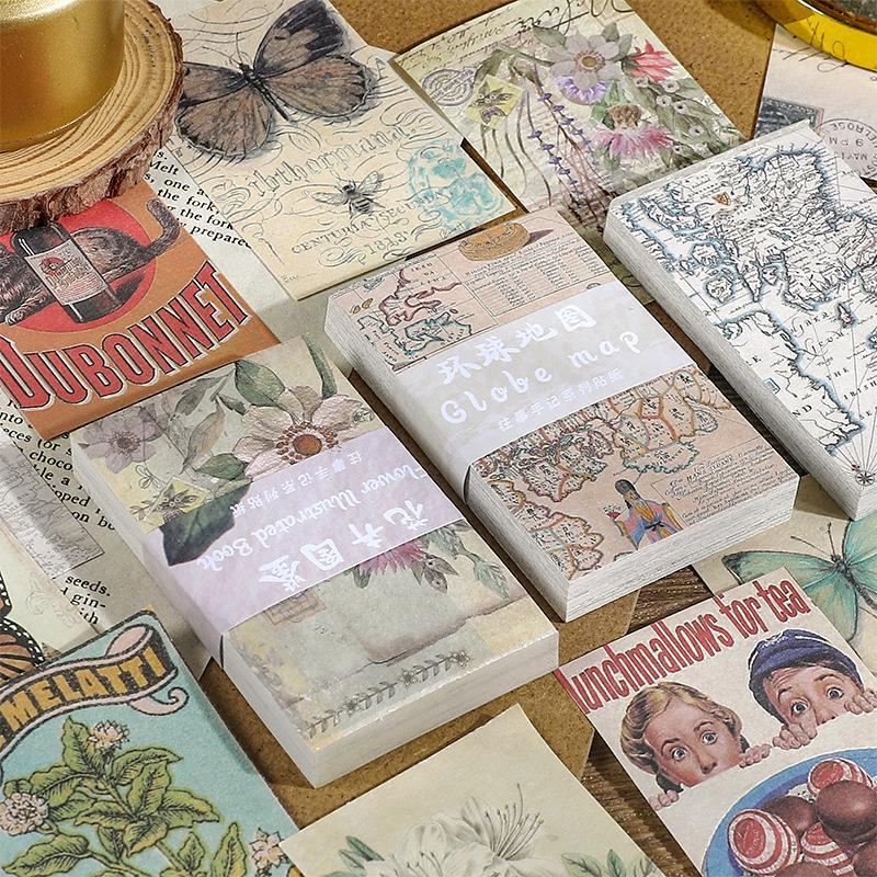 Jual 𝐃06 60 pcs Handbook deco paper notes collection vintage retro ...