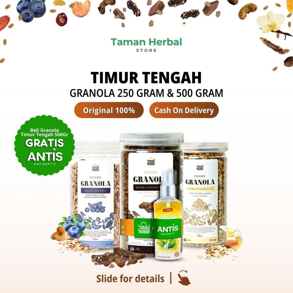 Jual Timur Tengah Granola 500 Gram And 250 Gram Sereal Oat Makanan Sehat Original Shopee Indonesia 