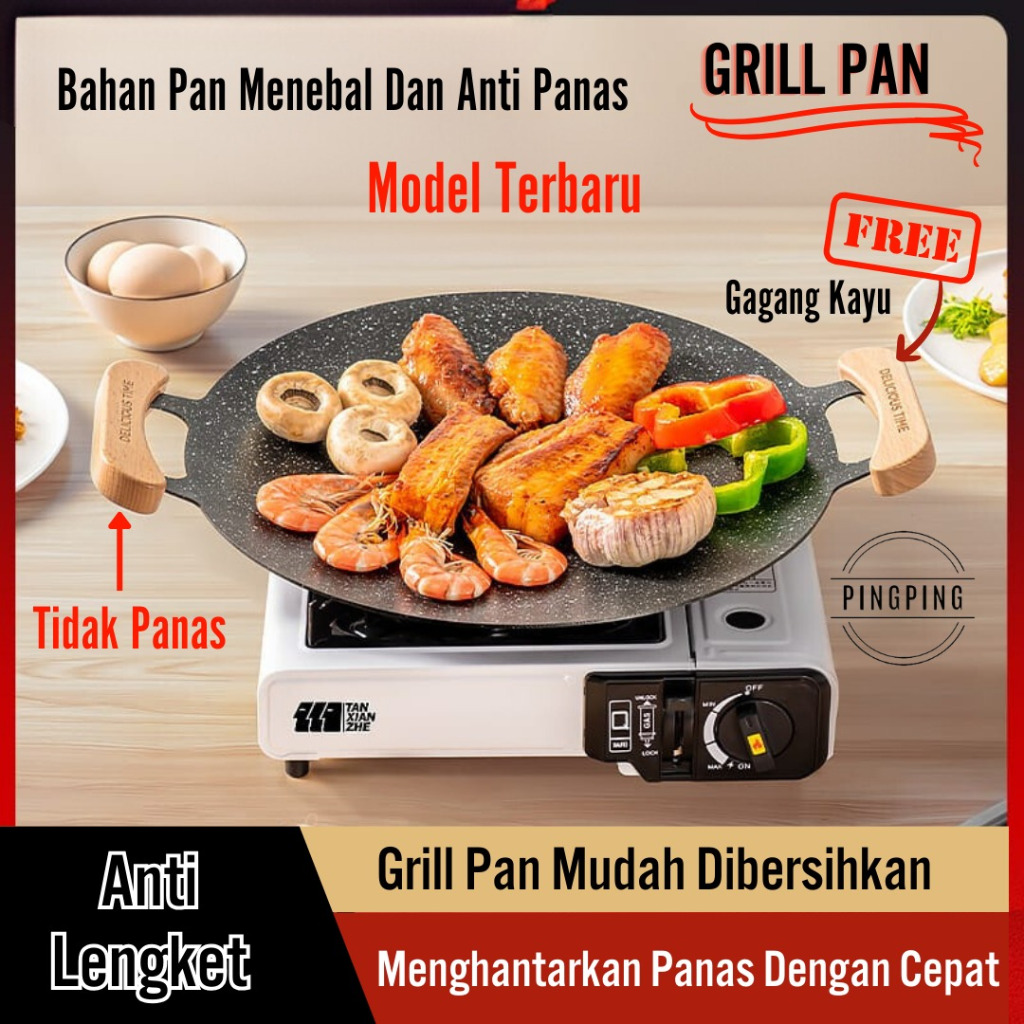Jual Grill Pan BBQ / Wajan Grill Anti Lengket / Grill Pan Anti Lengket ...