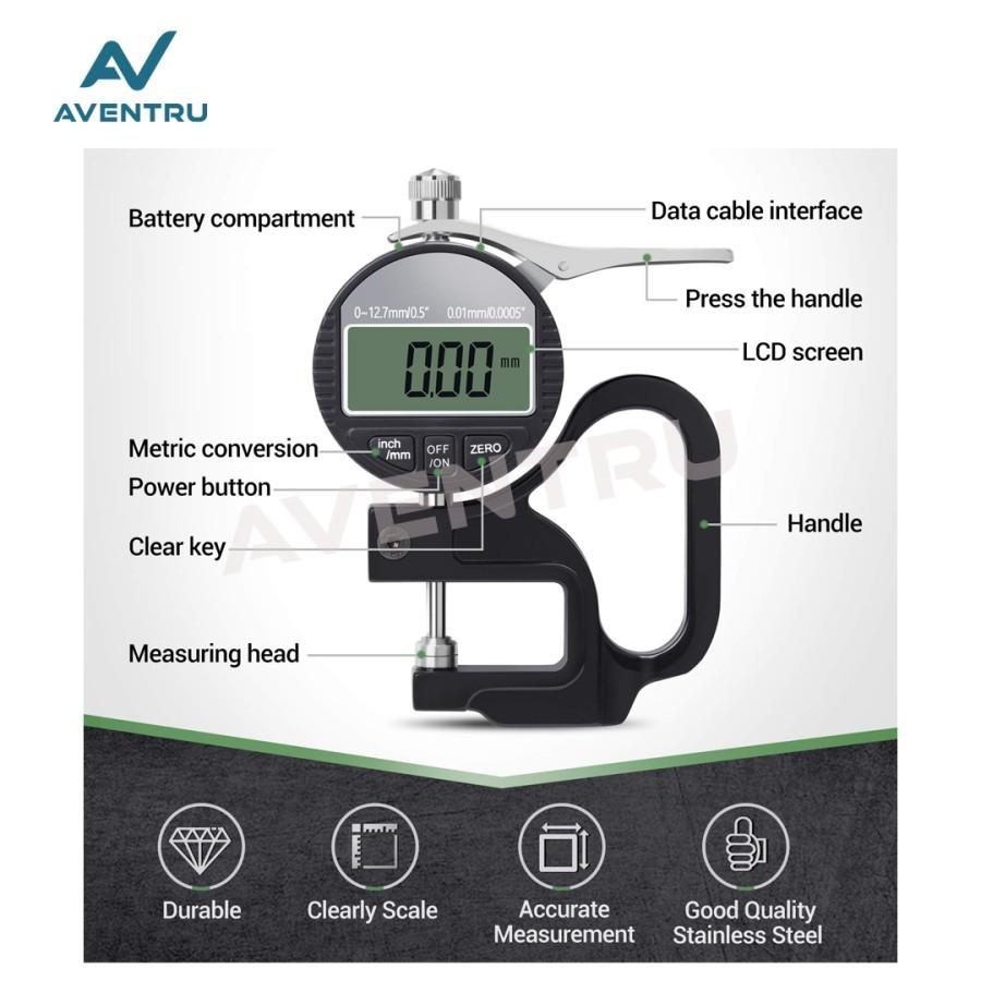 Jual Thickness Gauge Alat Ukur Ketebalan Logam Plastik Kertas Kawat ...