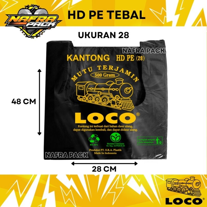 Jual Kantong Plastik Kresek LOCO HD PE Tebal Hitam ukuran 28 / kantong ...