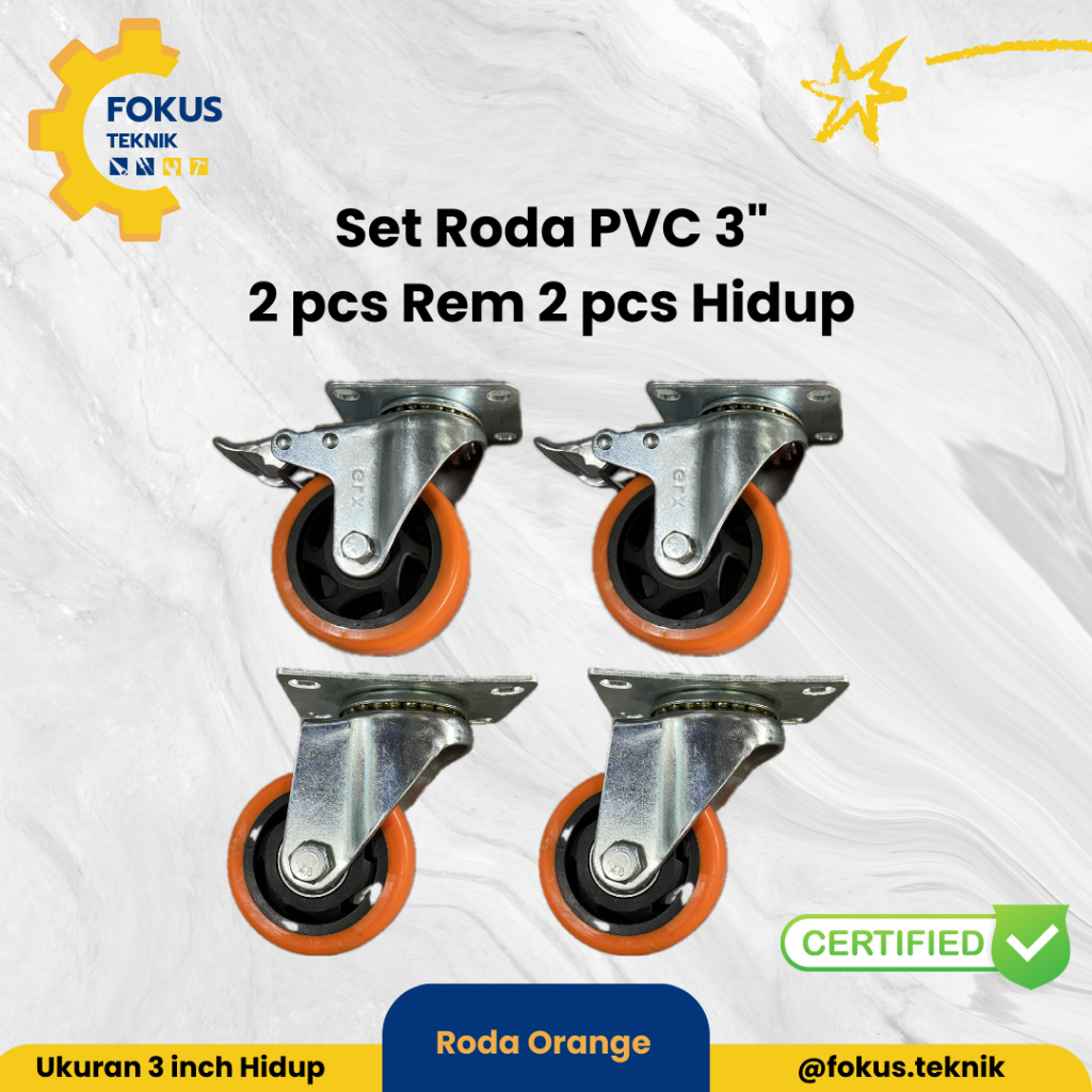 Jual Roda Troly Troli Trolley PVC PU Orange 3