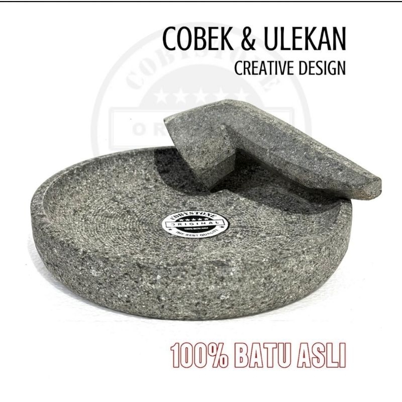 Jual Cobek batu asli 18 cm free ulekan | Shopee Indonesia