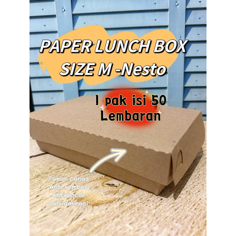 Jual [isi 50 lembaran] PAPER LUNCH BOX PREMIUM TEBAL COKLAT KRAFT ...