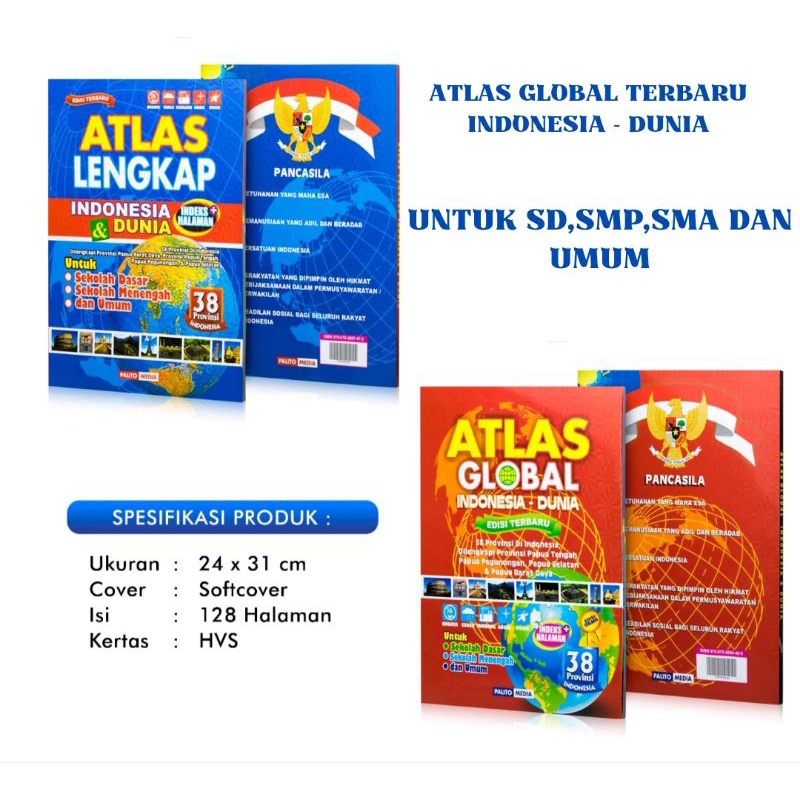 Jual BUKU ATLAS LENGKAP INDONESIA & DUNIA | ATLAS GLOBAL INDONESIA ...