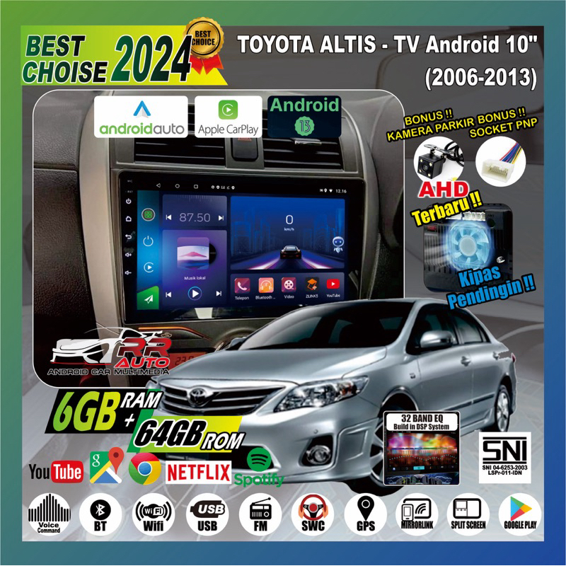 Jual Corolla Altis 20062013 6+64gb Headunit Android 12,,IPS,Android