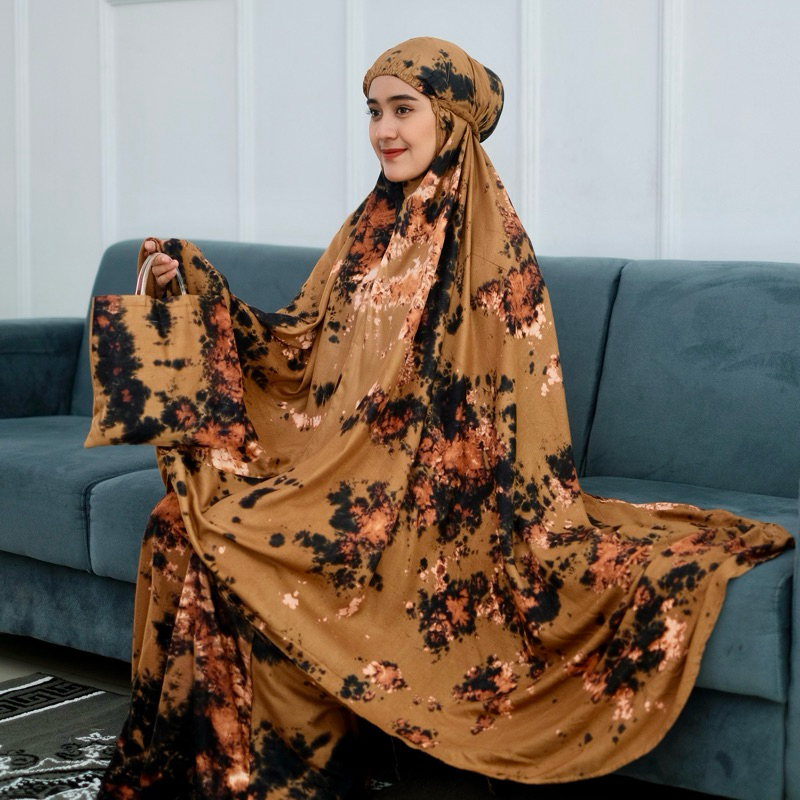 MUKENA DEWASA RAYON MOTIF / MUKENA BALI DEWASA TIEDYE MOTIF HANDMADE BAHAN ADEM