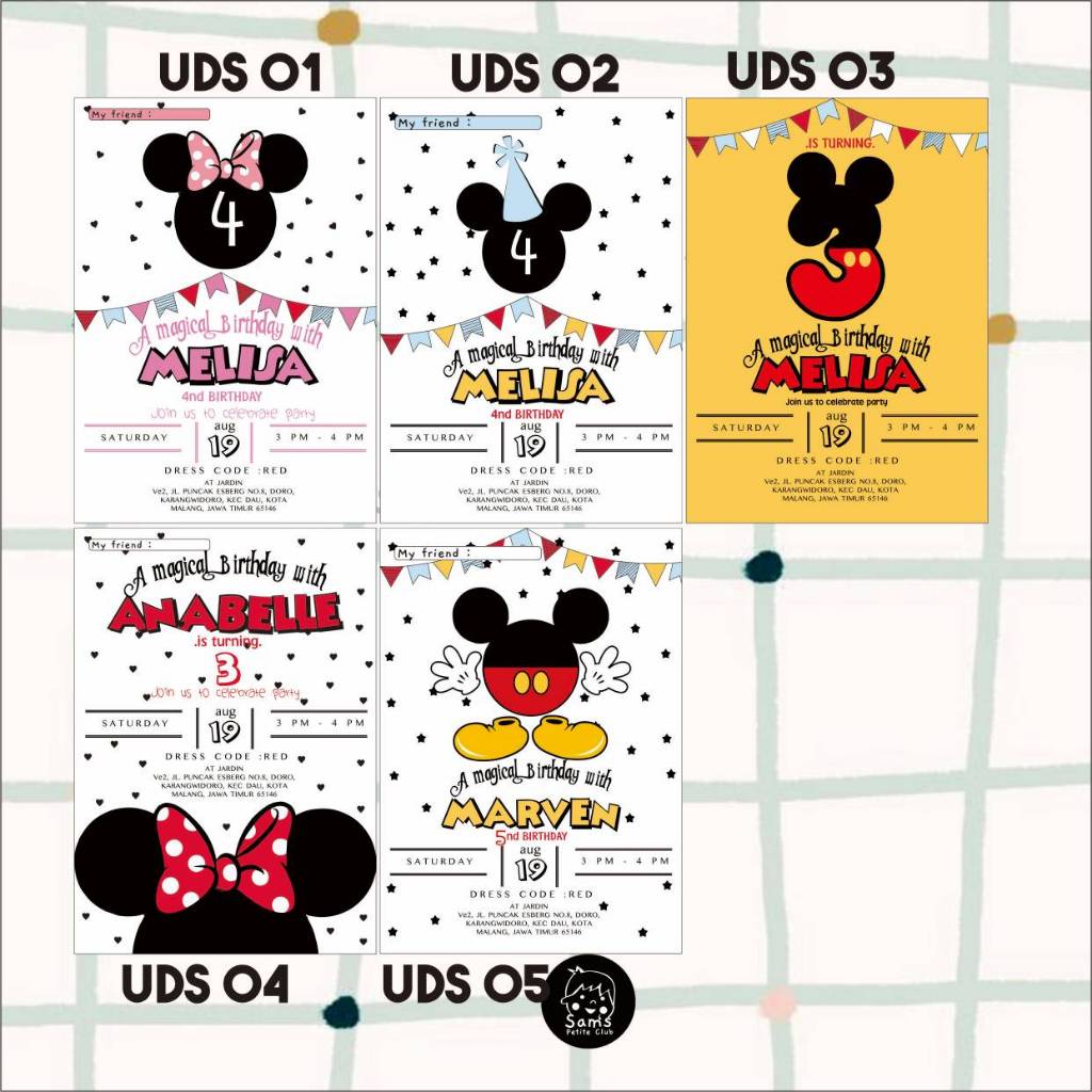 Jual Undangan ulang tahun anak tema minne & mickey mouse / UNDANGAN ...
