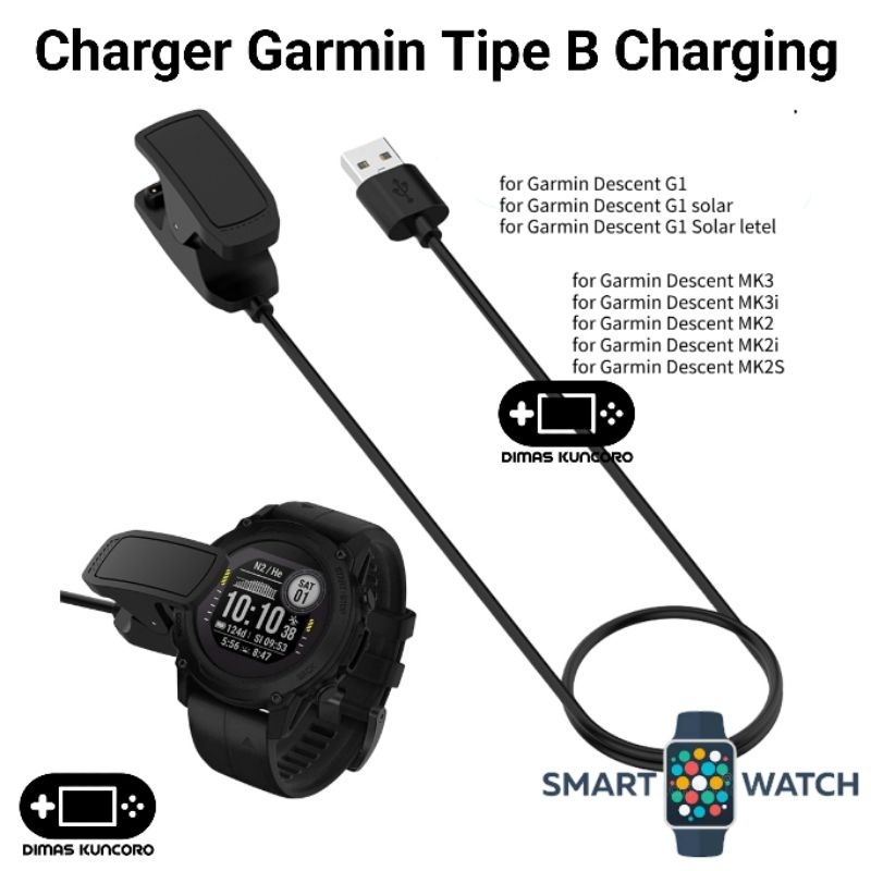 Discool - Cavo Di Ricambio Compatibile Con Garmin Descent MK3/Descent MK3i/Descent MK2/MK2i/MK2S, Cavo USB, Supporto Per Smartwatch (1M/3.3FT, Nero