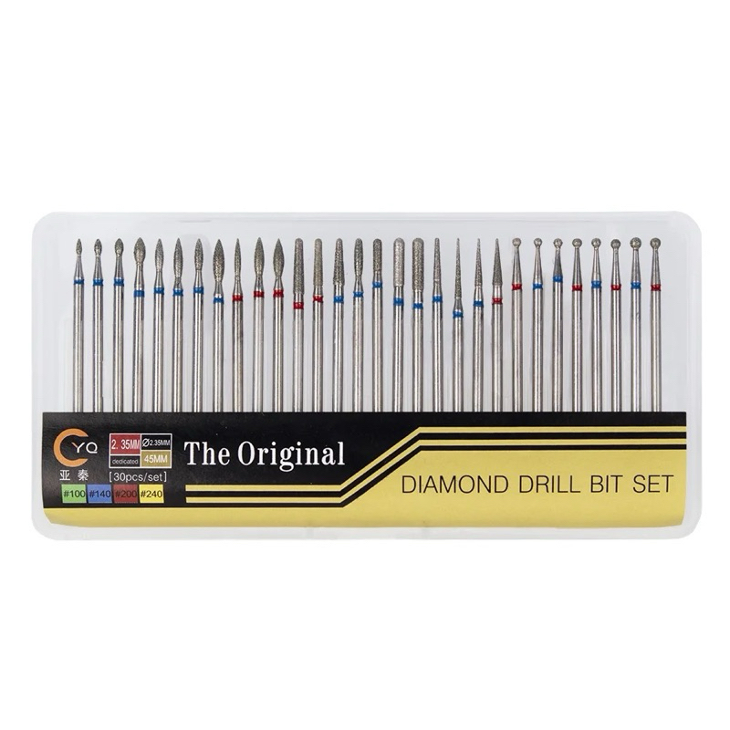 Jual Diamond Nail Drill Bits Russian Set 30pcs The Original Bit Premium ...