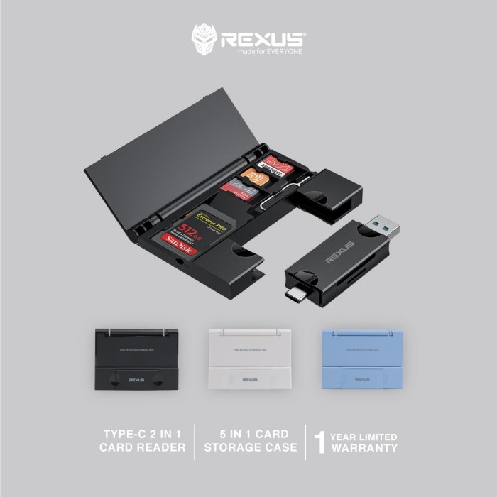 Jual Card reader REXUS 5 in 1 Multiport Case with Storage Case RXC-305 ...