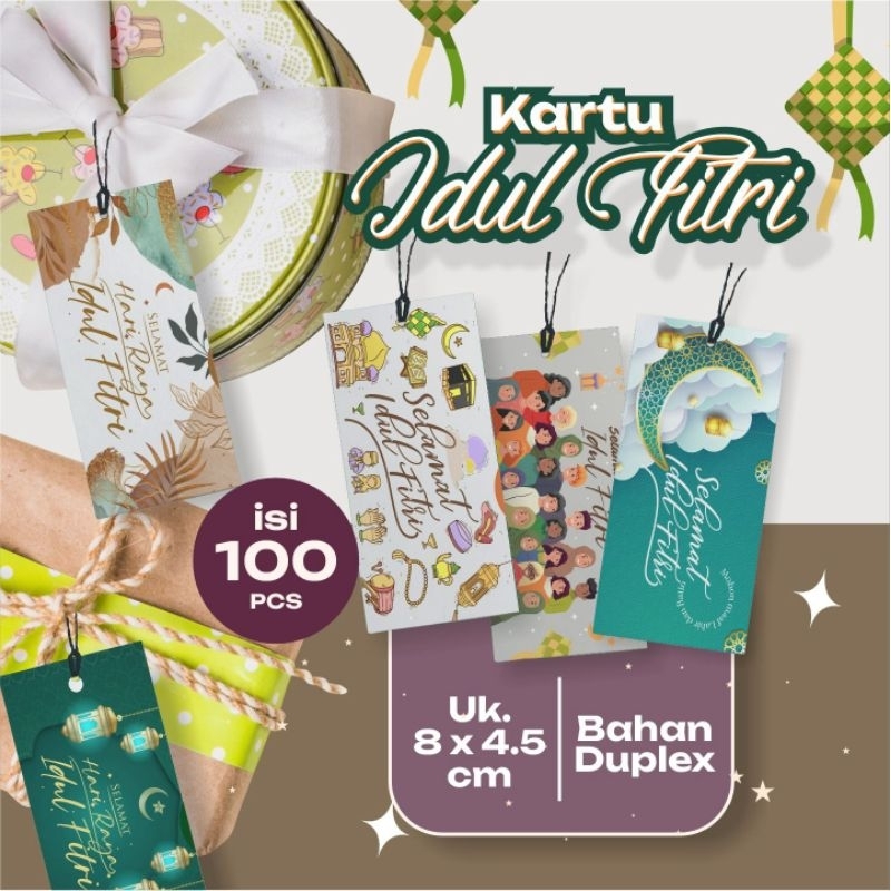 ISI 100PCS KARTU LEBARAN IDUL FITRI | UK 8 X 4,5CM | BAHAN DUPLEX | Taq idul fitri | KARTU ucapan Lebaran | UCAPAN IDUL FITRI