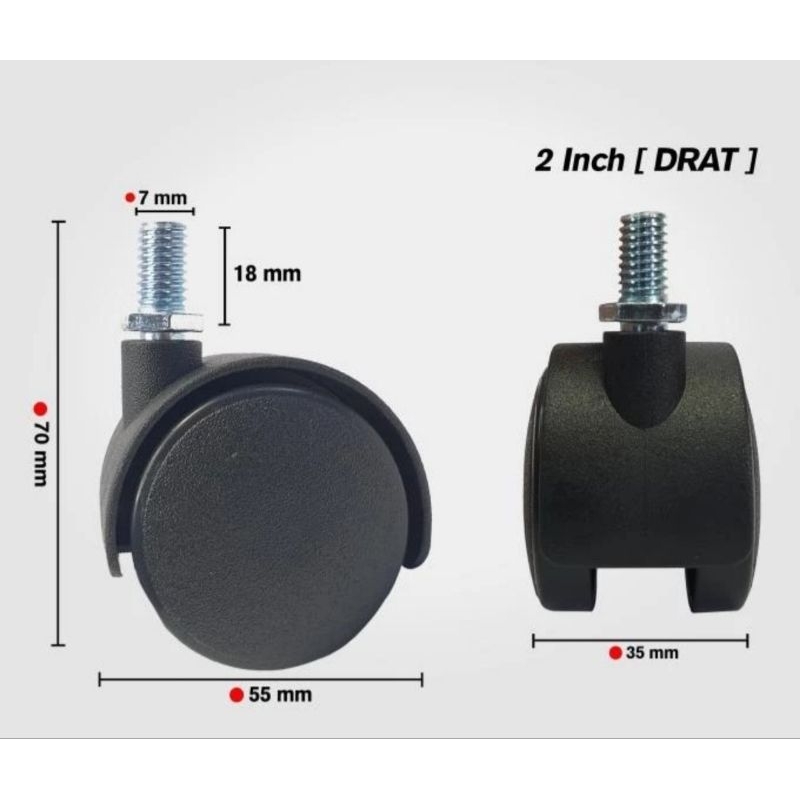 Jual Roda Caster 2 inch | Roda Kursi Kantor | Shopee Indonesia