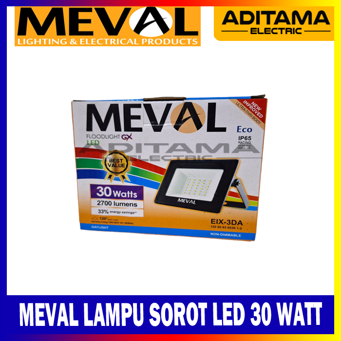 Jual MEVAL LAMPU SOROT LAMPU TEMBAK FLOODLIGHT LED 30 WATT 30W PUTIH ...