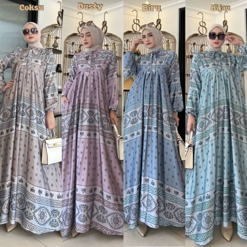 Jual GAMIS ARMANI SILK BROWN JUMBO LD 120CM GAMIS RAYA PREMIUM | Shopee ...