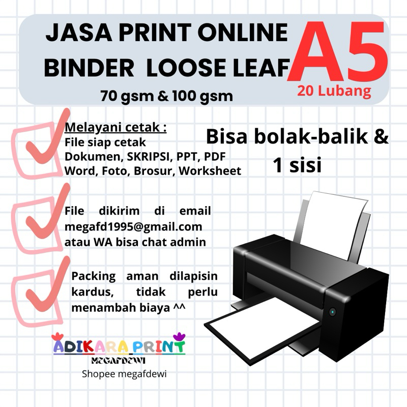 Jual JASA PRINT ONLINE BINDER LOOSELEAF A5 20 LUBANG | Shopee Indonesia