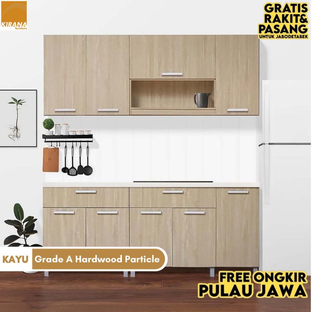 Jual Kirana Kitchen Set Kayu Lemari Dapur Kabinet Rak Dapur Denver M Shopee Indonesia